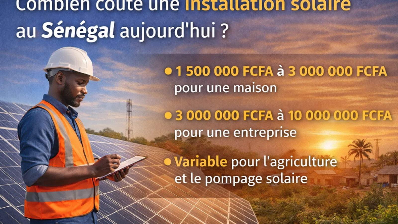 Combien coûte une installation solaire au Sénégal aujourd’hui ?